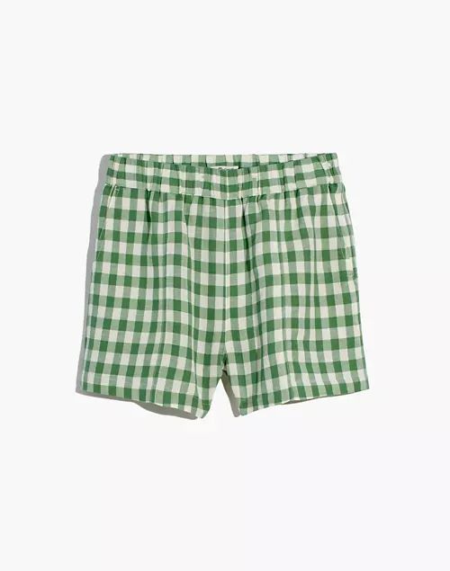 Linen-Blend Easy Pull-On Shorts in Gingham Check | Madewell