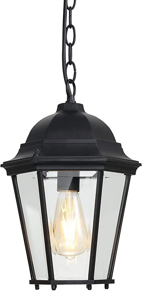 ALAISLYC P053A Outdoor Pendant Light Fixture Black H14 Exterior Chain Hanging Lights Lantern for ... | Amazon (US)