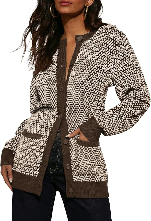 Sidefeel Women's Plaid Cardigan Sweaters | Button Down, Long Sleeve, Functional Pockets, Soft and... | Amazon (US)
