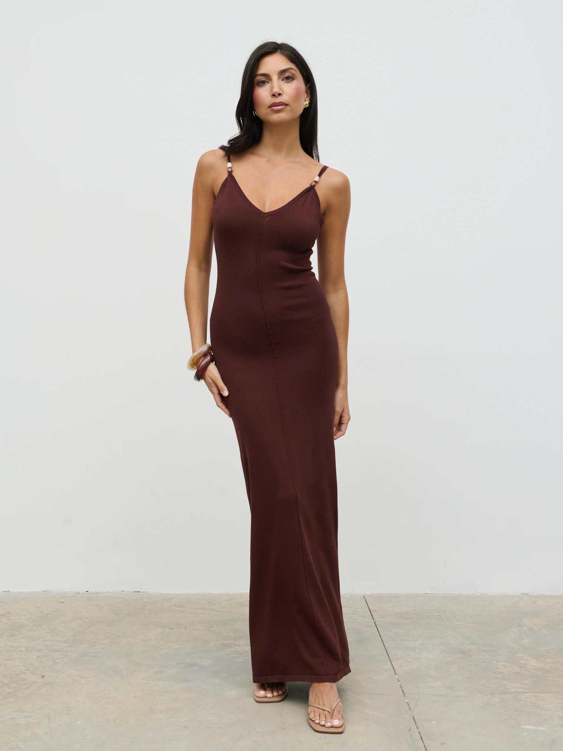 Connie Beaded V Neck Knit Maxi Dress | Pretty Lavish (UK)
