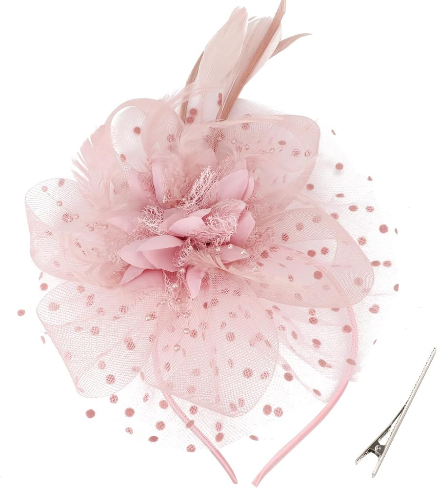 DRESHOW Fascinators Hat Feather Headband Women's Fascinators Tea Party Headwear with Clip Flower ... | Amazon (US)