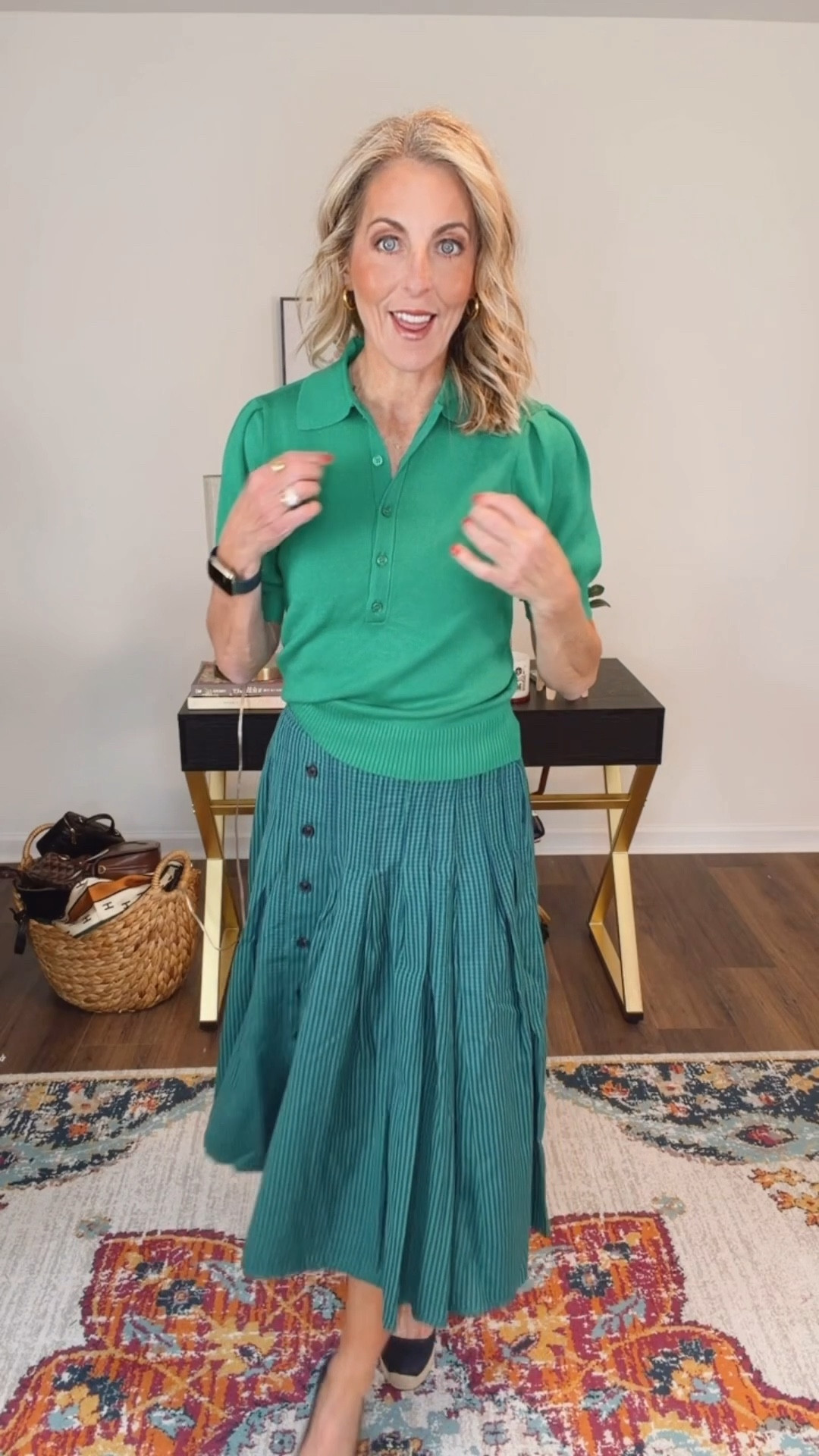 One skirt. Two completely different vibes. Same Walmart win. 💚

If you’re looking for that wear-it-everywhere piece, this Free Assembly 100% cotton maxi skirt is it. The flattering front pleats and easy flow make it polished enough for work, but relaxed enough for weekends.

➡️ Look 1: Paired with a collared sweater tee (both under $30) for an effortless, pulled-together outfit that feels classic and comfortable.
➡️ Look 2: Styled with a dark denim top and a lightweight sweater layered on top for a casual-chic feel—perfect for errands, lunch dates, or everyday wear.

This skirt mixes beautifully with so many tops already in your closet, making it one of those staples you’ll reach for again and again.
✨ Wearing an extra small for reference.