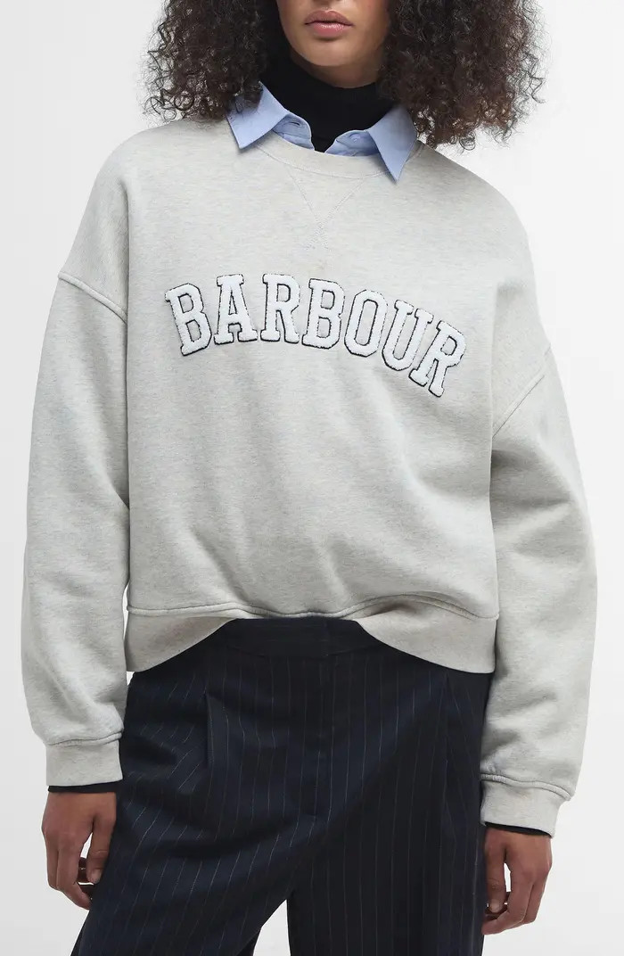 Barbour Silverdale Bouclé Logo Cotton Graphic Sweatshirt | Nordstrom | Nordstrom