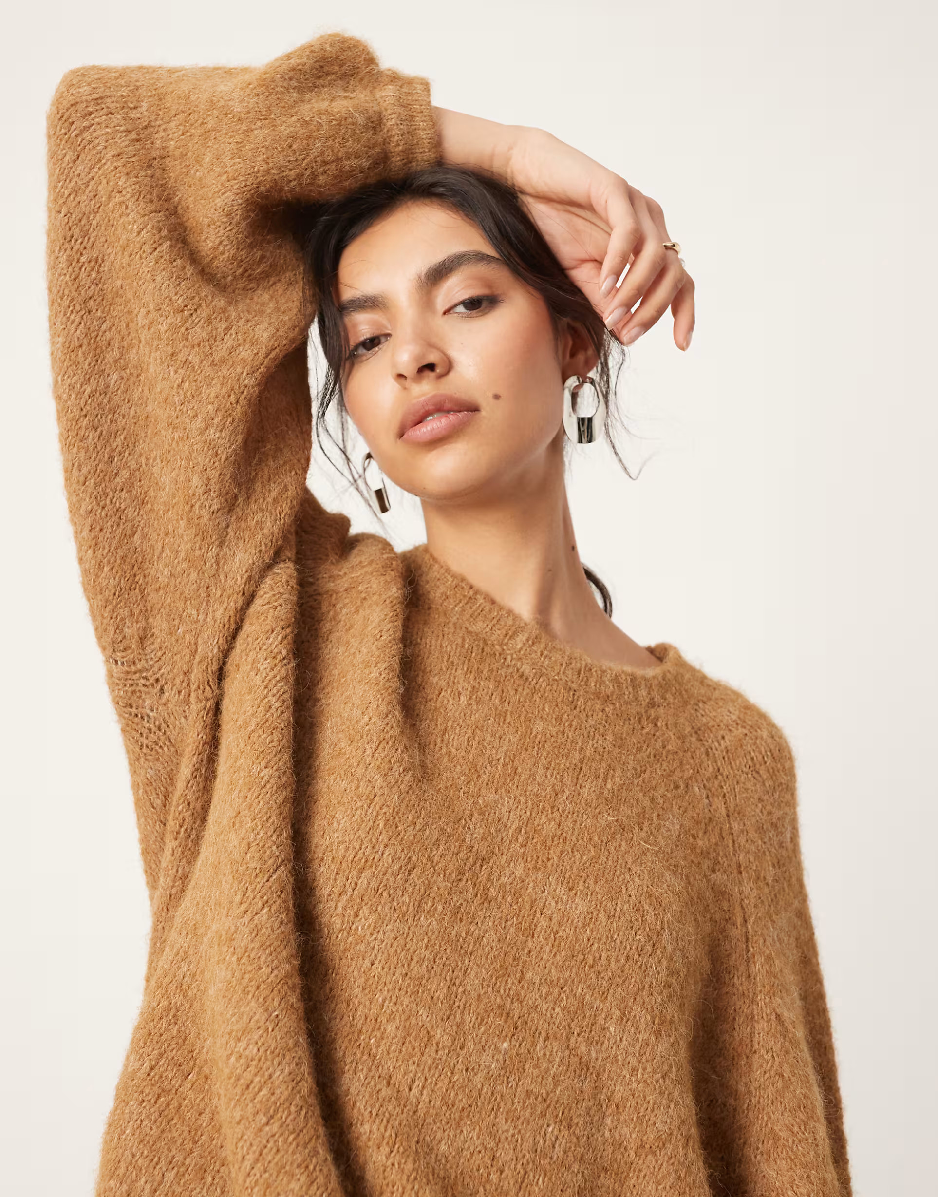 ASOS EDITION knit oversized crew neck jumper in camel | ASOS (Global)