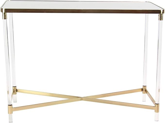 Deco 79 Metal Rectangle Console Table with Mirrored Top and Acrylic Legs, 44" x 19" x 32", Gold | Amazon (US)