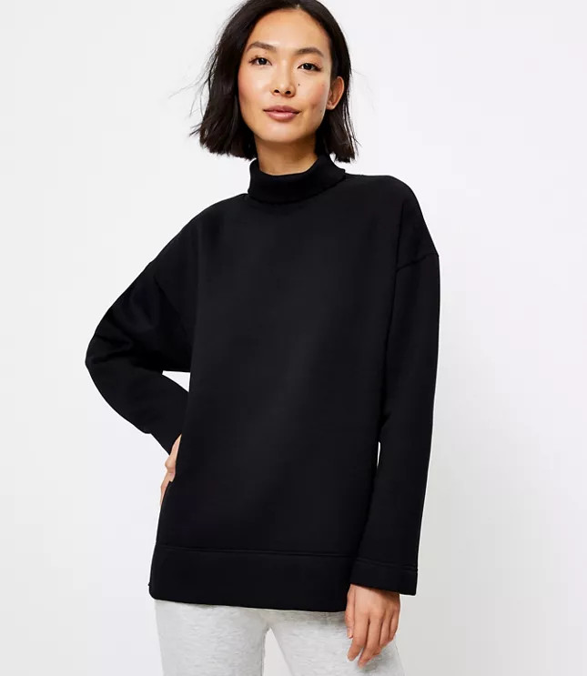 Lou & Grey Fleeceback Turtleneck Sweatshirt | LOFT