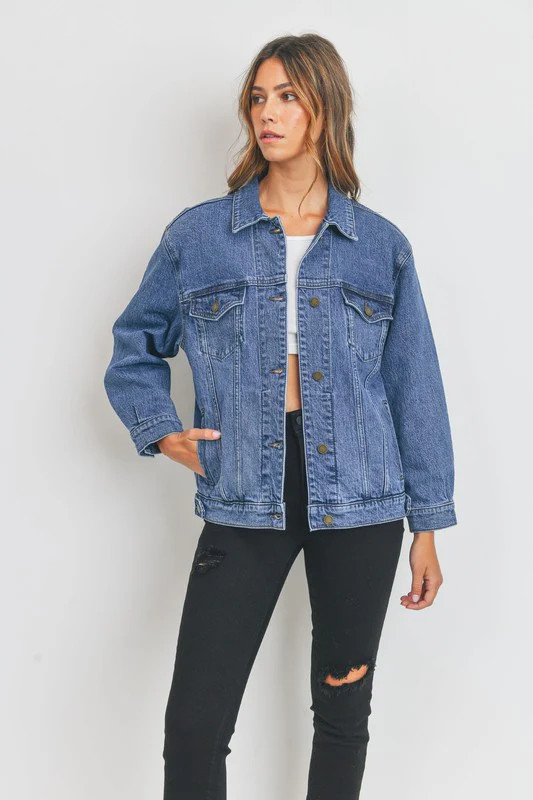 Oversized Denim Jacket - Dark Wash | Alexa Reece Boutique