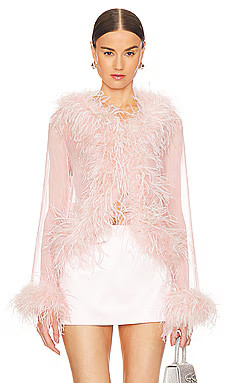 Bubish Gigi Feather Blouse in Pink from Revolve.com | Revolve Clothing (Global)