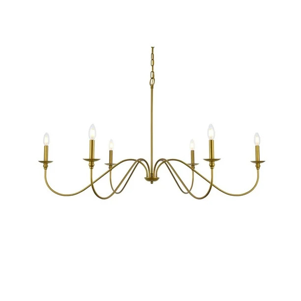 Elegant Lighting Ld5056d48 Rohan 6 Light 48" Wide Taper Candle Chandelier - Brass | Walmart (US)