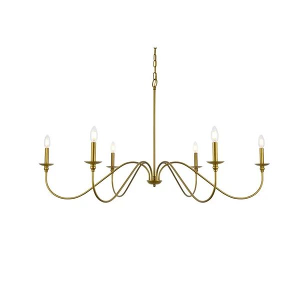Elegant Lighting Ld5056d48 Rohan 6 Light 48" Wide Taper Candle Chandelier - Brass | Walmart (US)