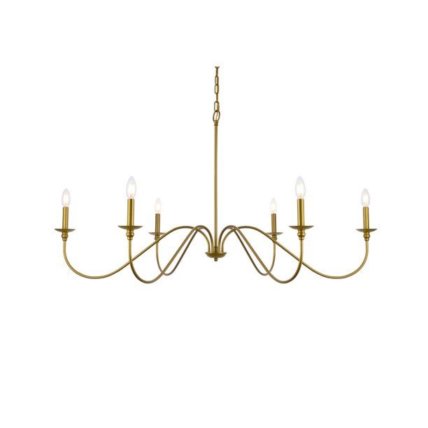 Elegant Lighting Ld5056d48 Rohan 6 Light 48" Wide Taper Candle Chandelier - Brass | Walmart (US)
