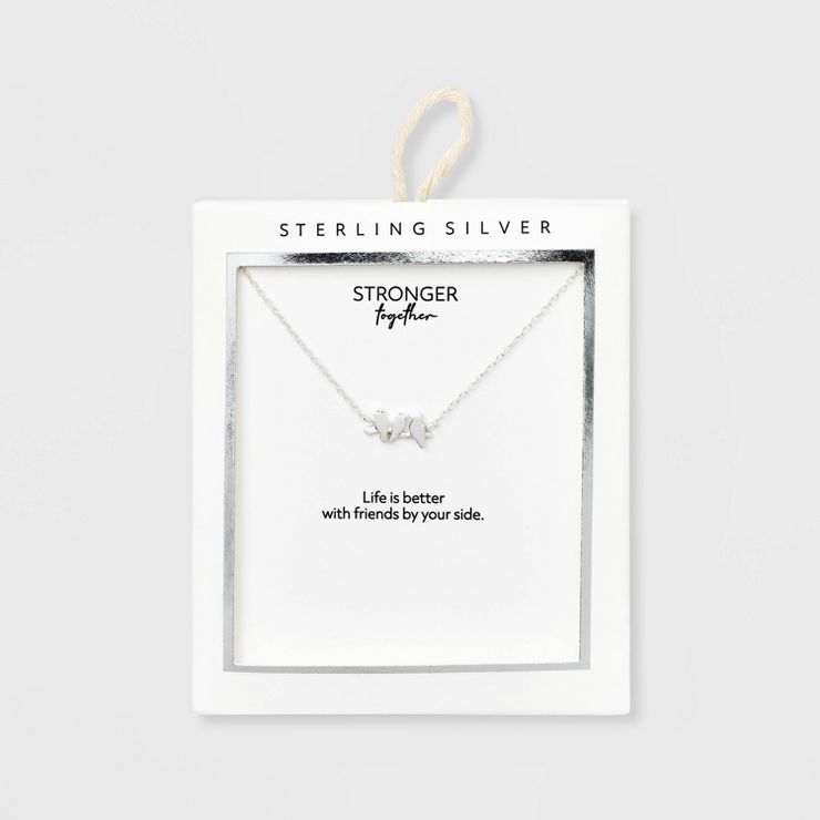Sterling Silver 3 Bird Necklace - Silver | Target