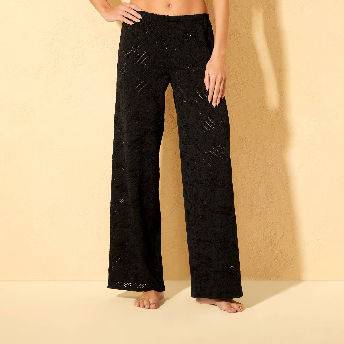 Women's Crochet Wide Leg Pant Swim Cover Up - Shade & Shore™ Black | Target