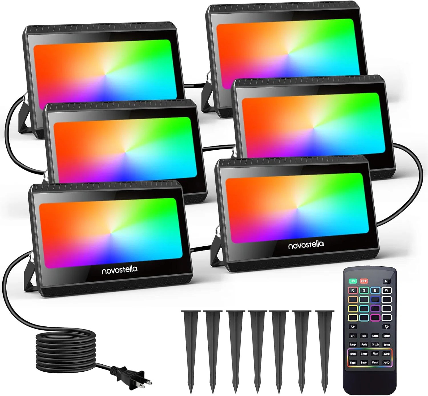 LED Flood Lights Outdoor Interconnected, 60W Color Changing Landscape Lighting With RF Remote, IP... | Wayfair North America