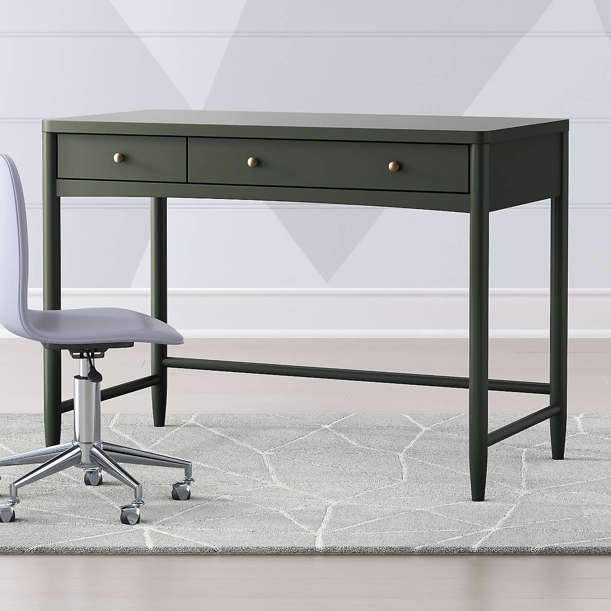 Hampshire Olive Green Wood 2-Drawer Kids Desk | Crate & Barrel