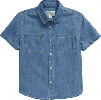 Kids' Short Sleeve Chambray Button-Up Shirt | Nordstrom