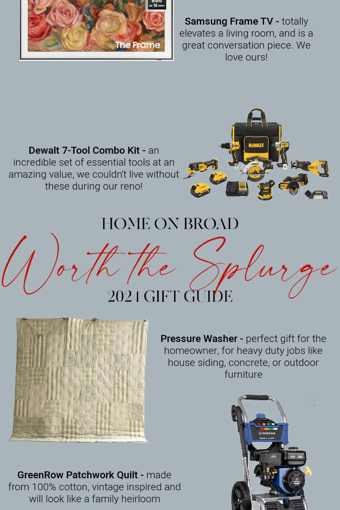 2024 “Worth the Splurge” Gift Guide 



#LTKSeasonal #LTKHoliday #LTKGiftGuide
