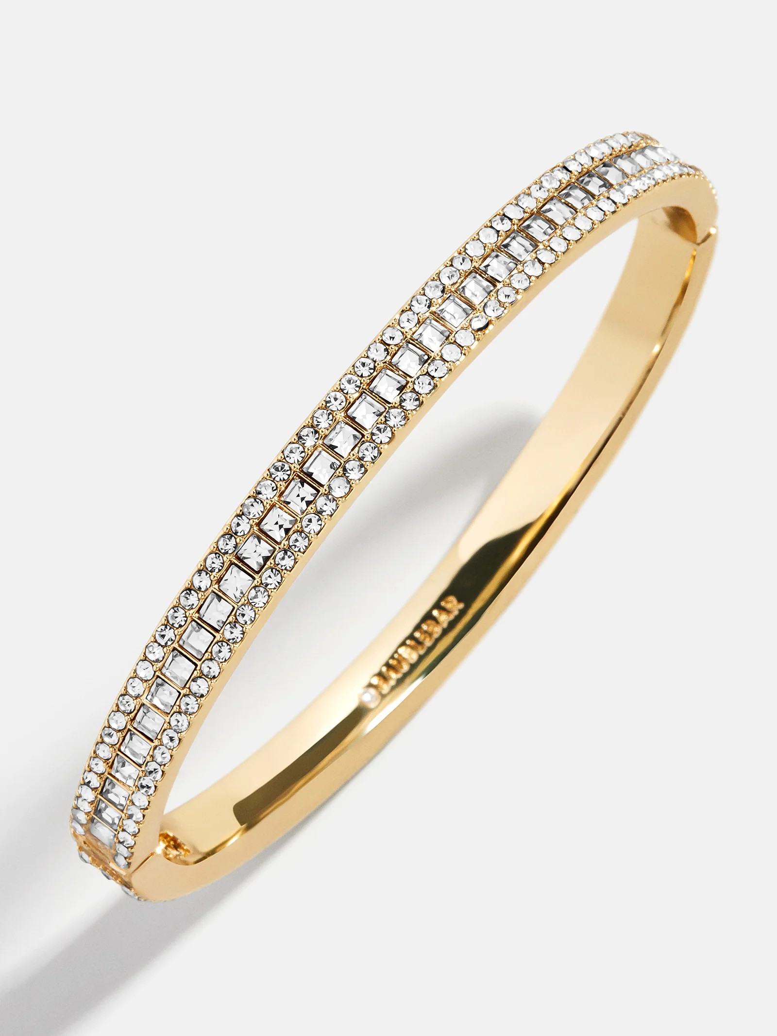 Helena Crystal Hinge Bangle - Gold/Pavé | BaubleBar