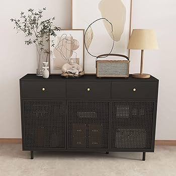 NOSGA Kitchen Cabinet, Buffet Cabinet Rattan Kitchen Cabinet Storage Cabinet Modern Sideboard wit... | Amazon (US)