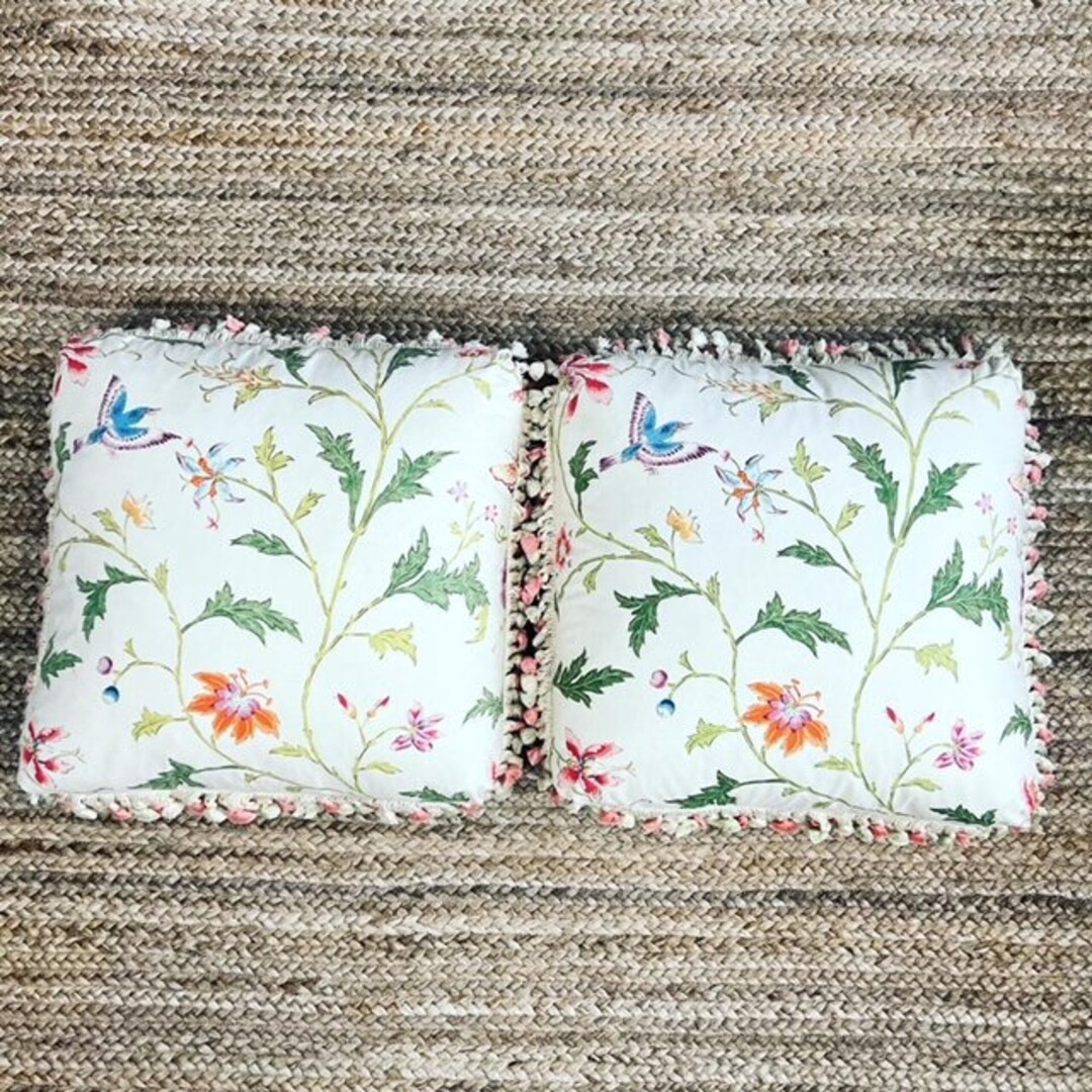 Vintage Pair Designer Floral Tassel Down Filled Pillows - Chinoiserie Chic - Vintage Decor - Gran... | Etsy (US)