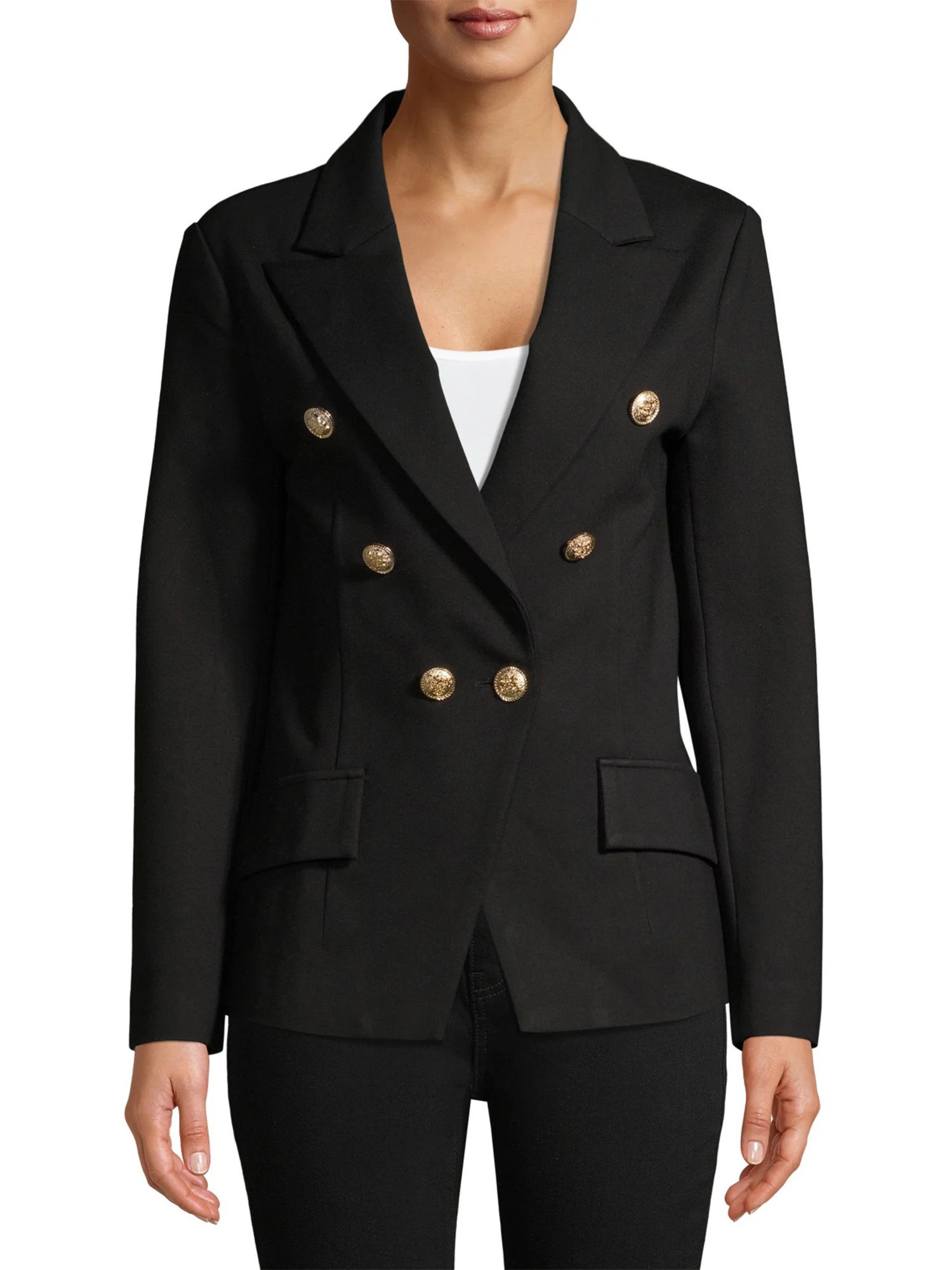 Attitude Unknown Women's Metallic Button Blazer | Walmart (US)