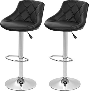 Bar Stools Set of 2 Barstools Swivel Stool Height Adjustable Bar Chairs with Back PU Leather Swiv... | Amazon (US)