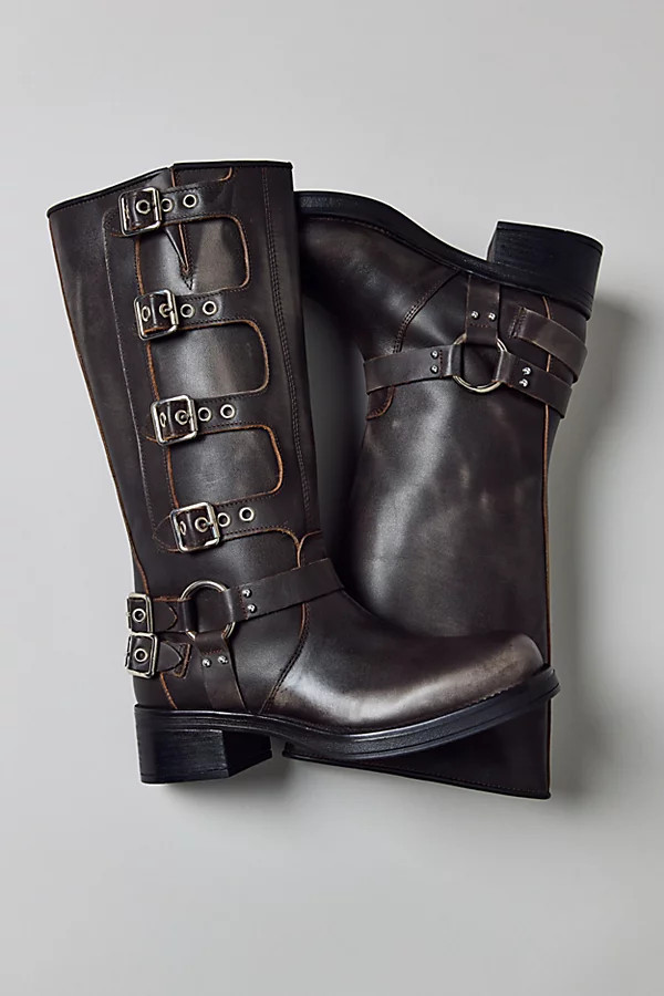 Steve Madden Rocky Buckled Tall Boot in Brown Distressed, Women's at Urban Outfitters | Urban Outfitters (US and RoW)