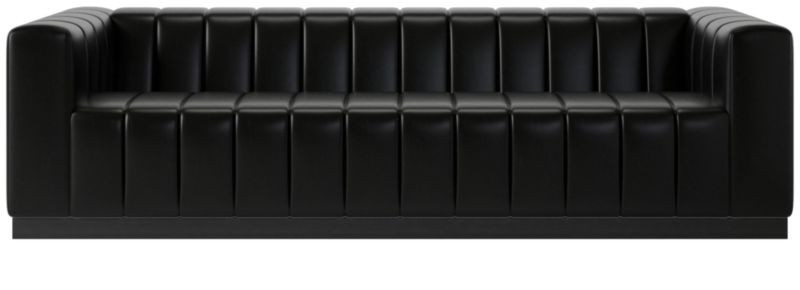 Forte Extra-Large Modern Channeled Black Leather Sofa + Reviews | CB2 | CB2