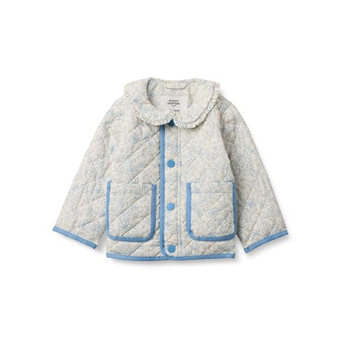 Amazon Essentials x Sofia Grainge Toddler Girls' Midweight Quilted Field Jacket with Ruffle, Ivory Blue Outlined Blooms, 2T | Amazon (US)