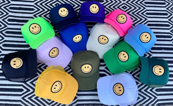 Smiley Face Trucker Hat | Etsy (US)