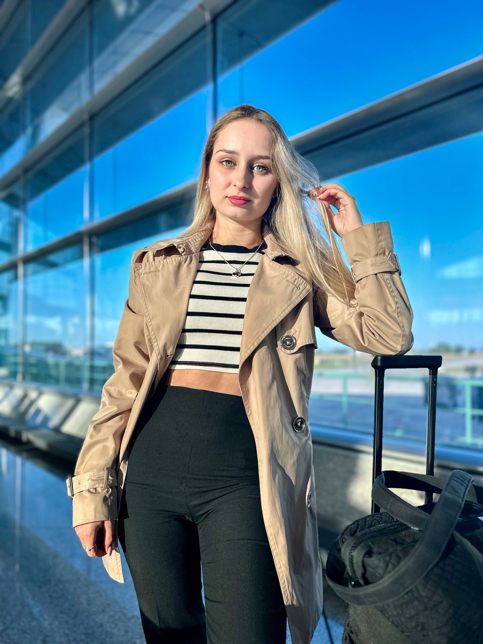 Airport outfit ✈️🤍 
Striped shirt, black trousers, trench and gold accessories ☺️

#LTKSeasonal #LTKeurope #LTKstyletip