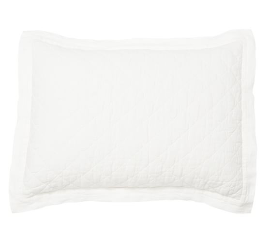 Belgian Flax Linen Diamond Sham - White | Pottery Barn (US)