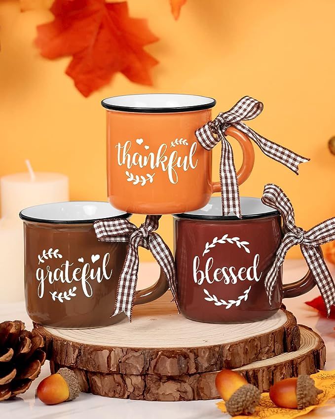 Amazon.com: Thanksgiving Decorations, Nefelibata Mini Coffee Mug Fall Tiered Tray Decor Farmhouse... | Amazon (US)