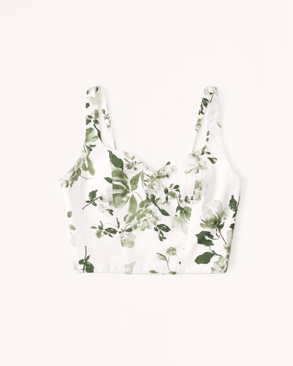 Linen-Blend Notch-Neck Set Top | Abercrombie & Fitch (US)