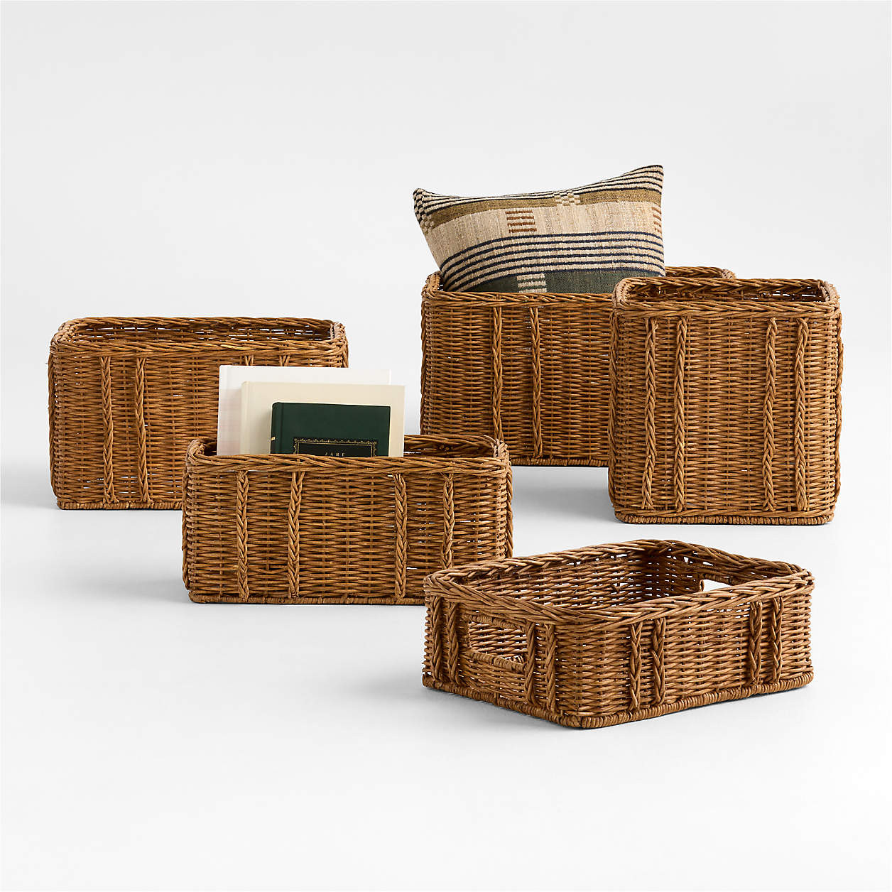 Alford Rattan Square Basket + Reviews | Crate & Barrel | Crate & Barrel