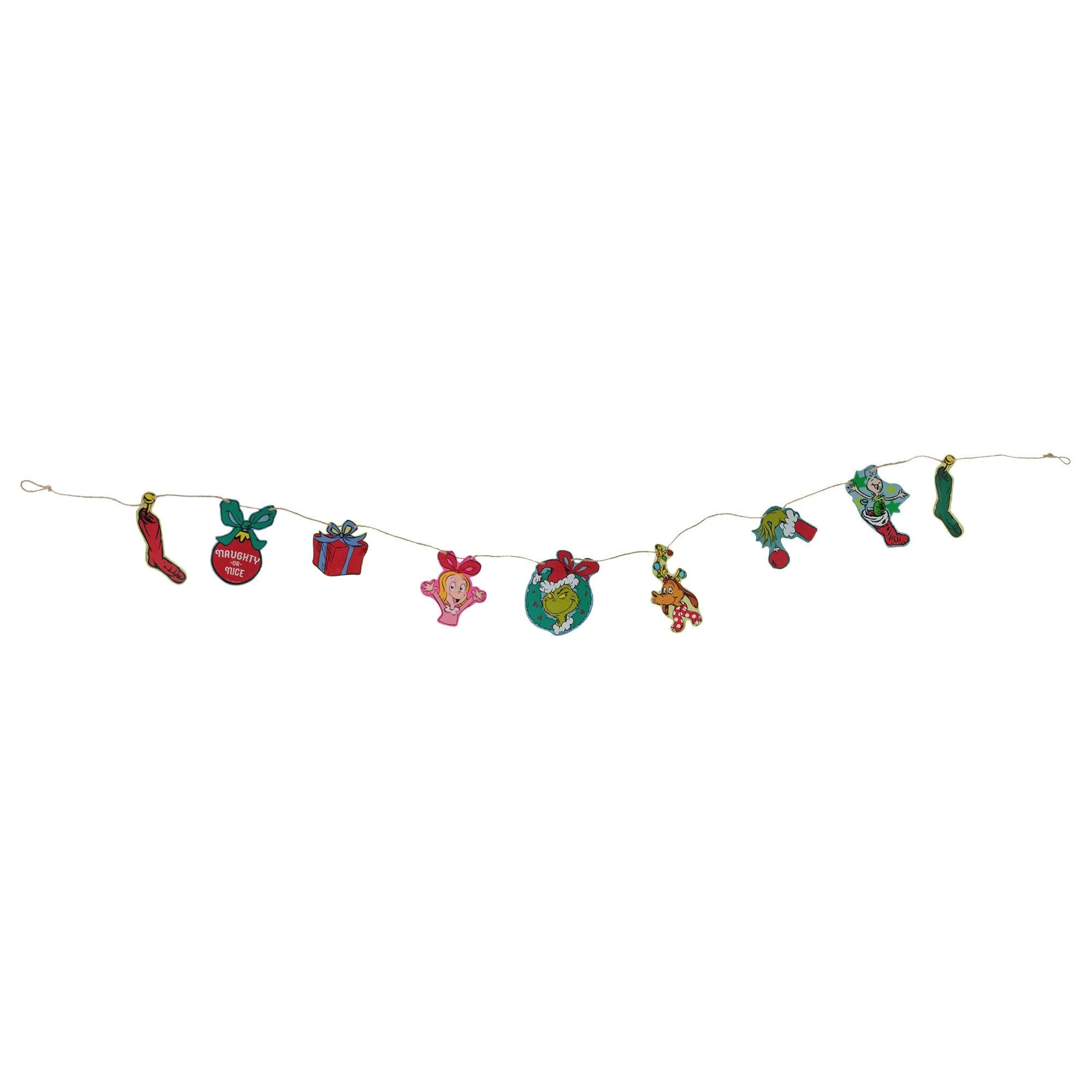 Dr Seuss' The Grinch Who Stole Christmas 8 foot Long Wall Garland Decoration, MDF, Multi-color | Walmart (US)