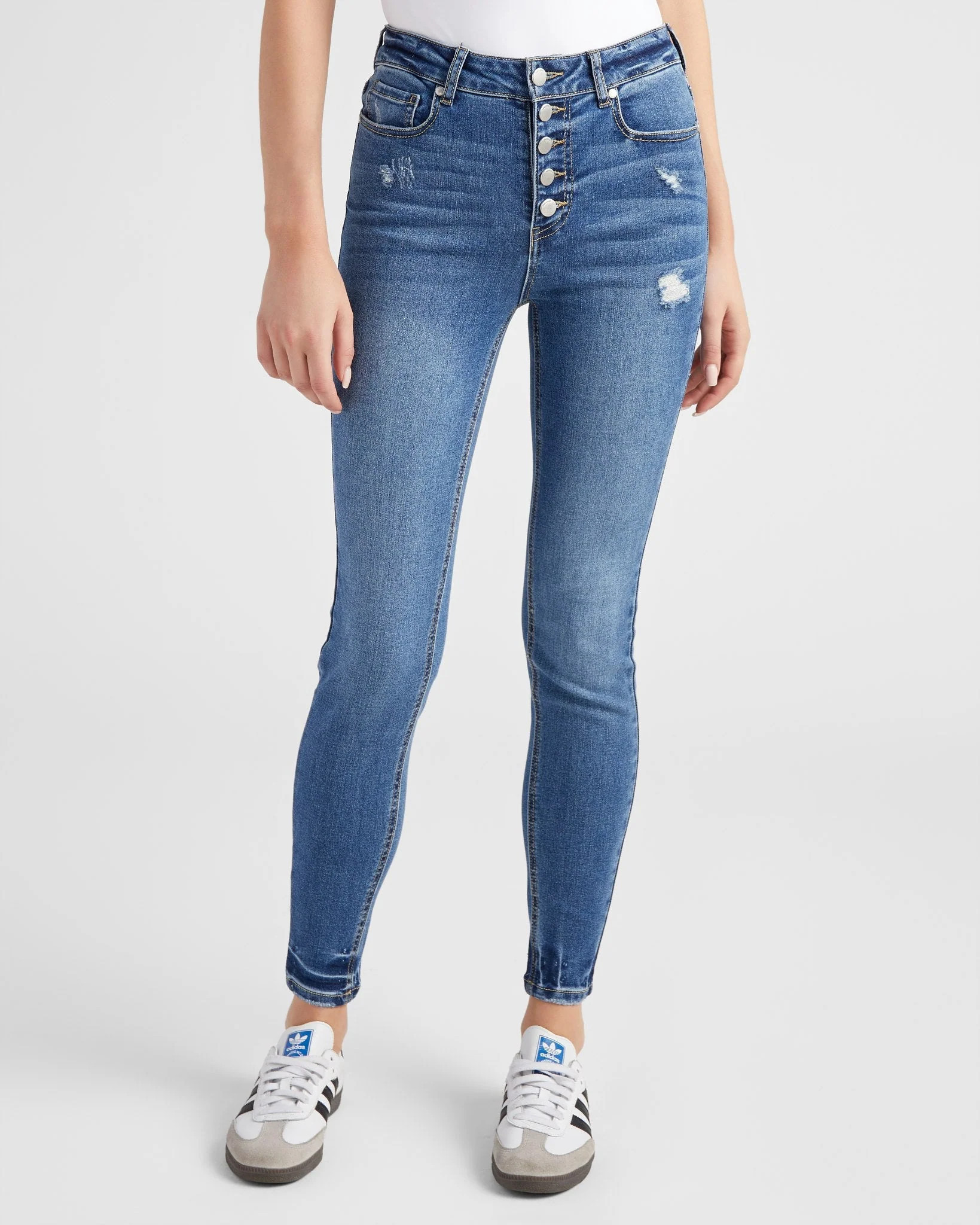 Tina High Rise Ankle Skinny Jeans with Button Fly | Seventy Eight and Sunny