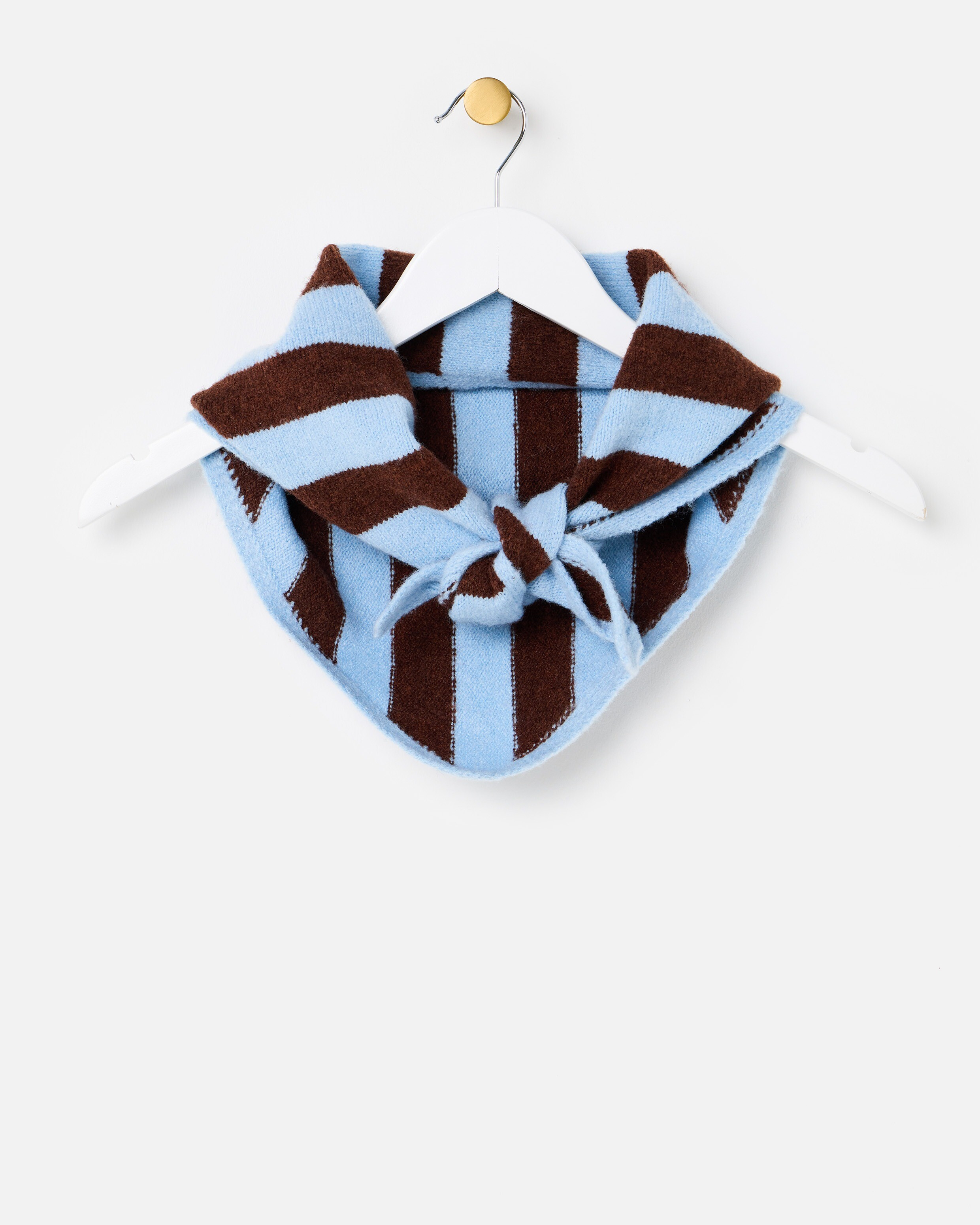Blue & Brown Striped Knitted Triangle Scarf | Oliver Bonas (Global)