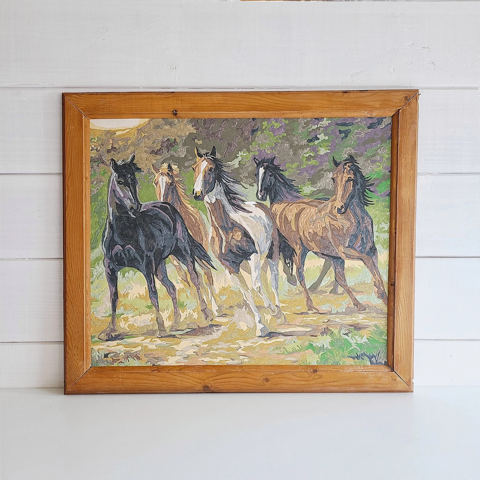 Vintage Paint by Numbers Horse Painting Rustic Frame - Etsy | Etsy (US)