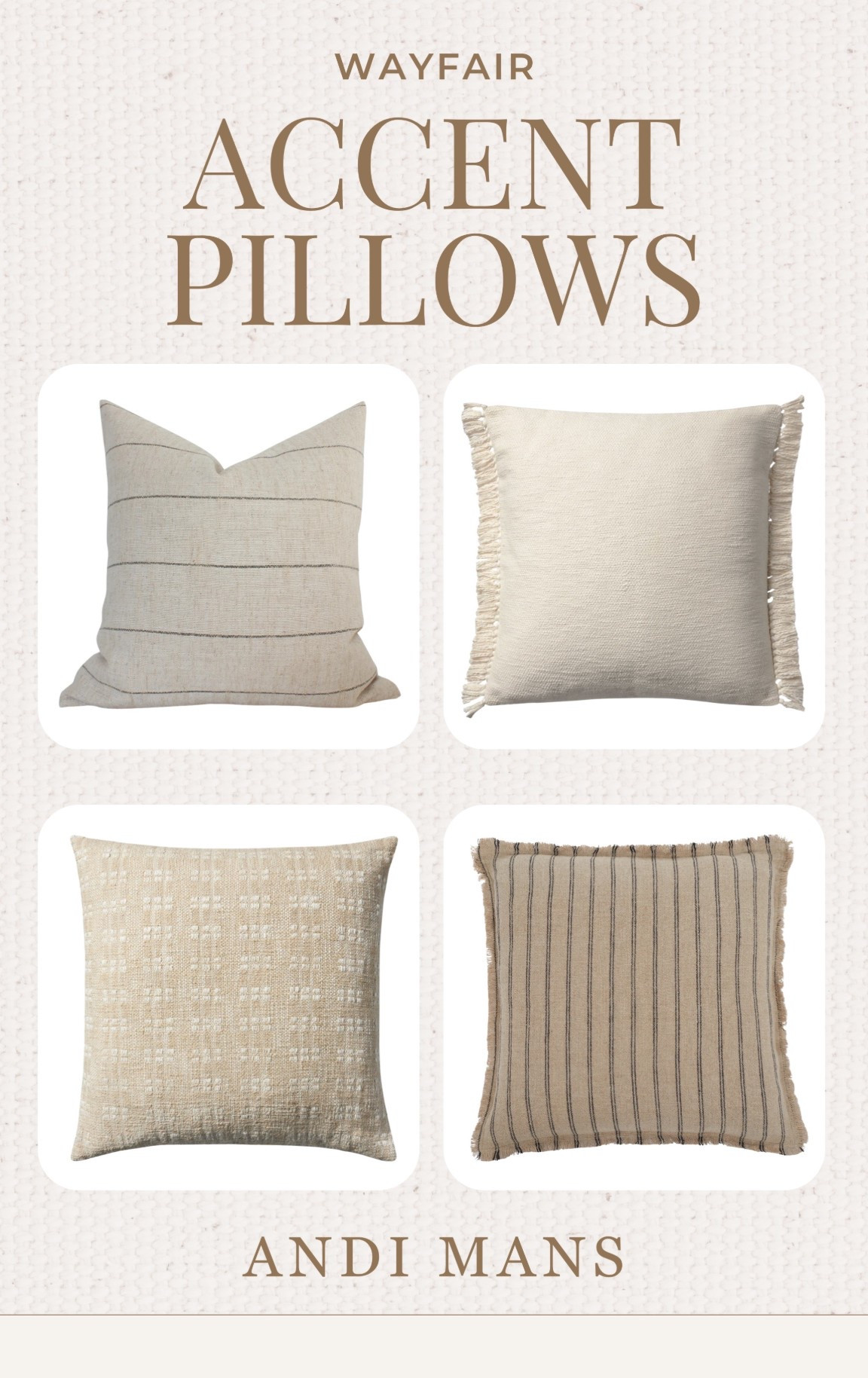 Neutral accent pillows from Wayfair!

#LTKHome #LTKSaleAlert #LTKOver40