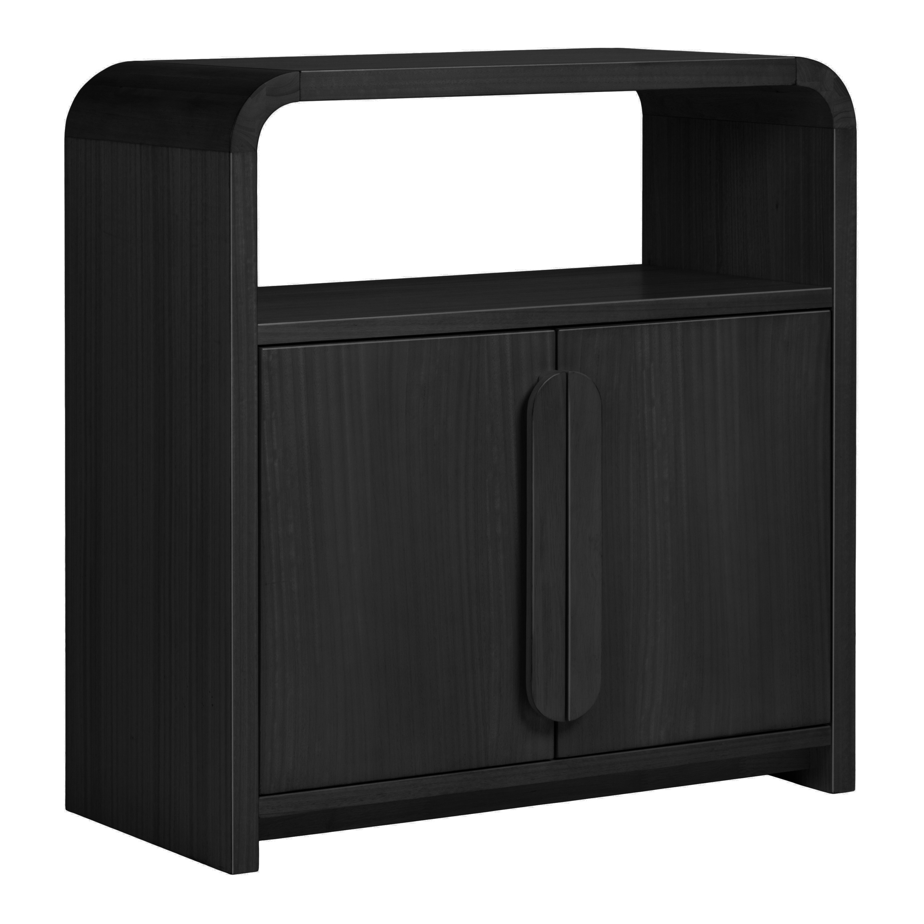 Hollins Wood Curved Bar Cabinet with Open Shelf | World Market