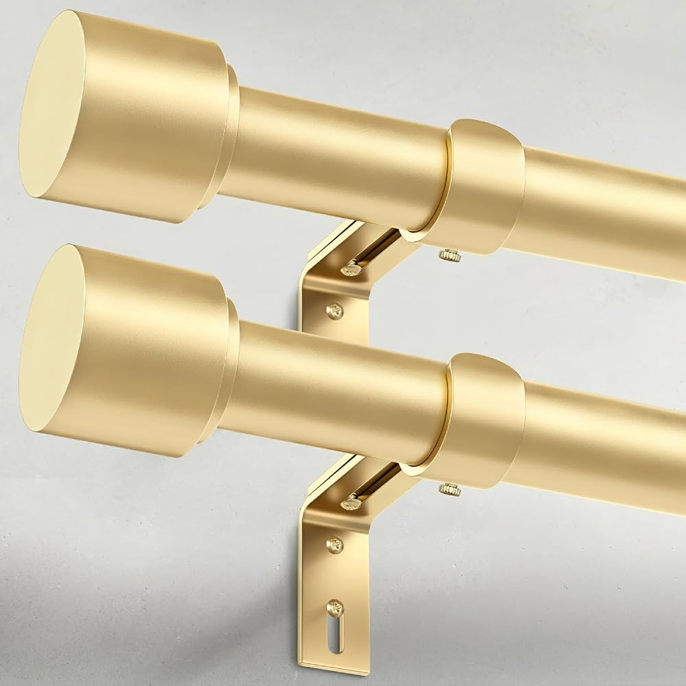 GEEBOBO 2 Pack Gold Curtain Rods for Windows 28 to 48 Inch, 1 Inch Adjustable Heavy Duty Easy Ins... | Amazon (US)