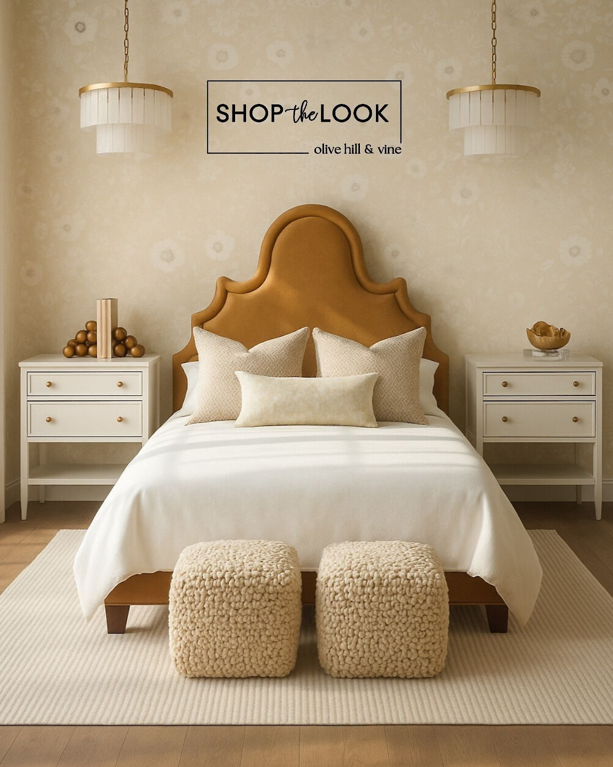 Sophisticated meets statement in this luxe neutral bedroom. From the sculptural velvet bed to the hand-loomed wool ottomans and layered gold touches, every piece brings texture, elegance, and timeless style. 

 

#LTKHome #LTKStyleTip #LTKFamily