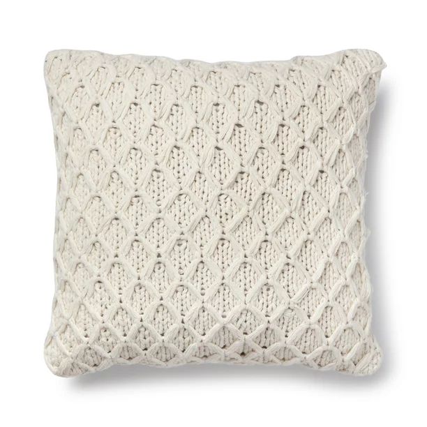 Better Homes & Gardens Sweater Knit Decorative Square Throw Pillow, 18" x 18", Ivory, Single Coun... | Walmart (US)