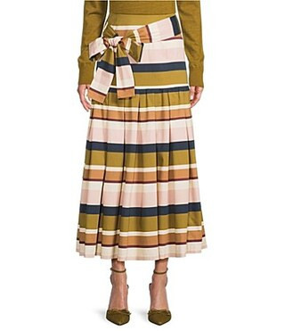 Antonio Melani X Style Bungalow The Town Sateen Stripe Coordinating A-Line Midi Skirt - 0 | Dillard's