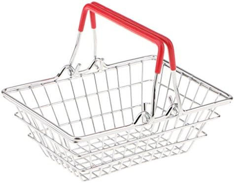 homozy Wire Mini Shopping Basket Food Storage Organizer Divider for Cabinet Save Space, Red, 15x10x5 | Amazon (US)