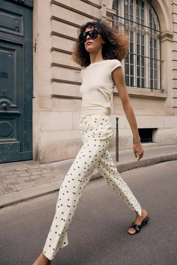 Z1975 MID-RISE MINI FLARE POLKA DOT JEANS | Zara US