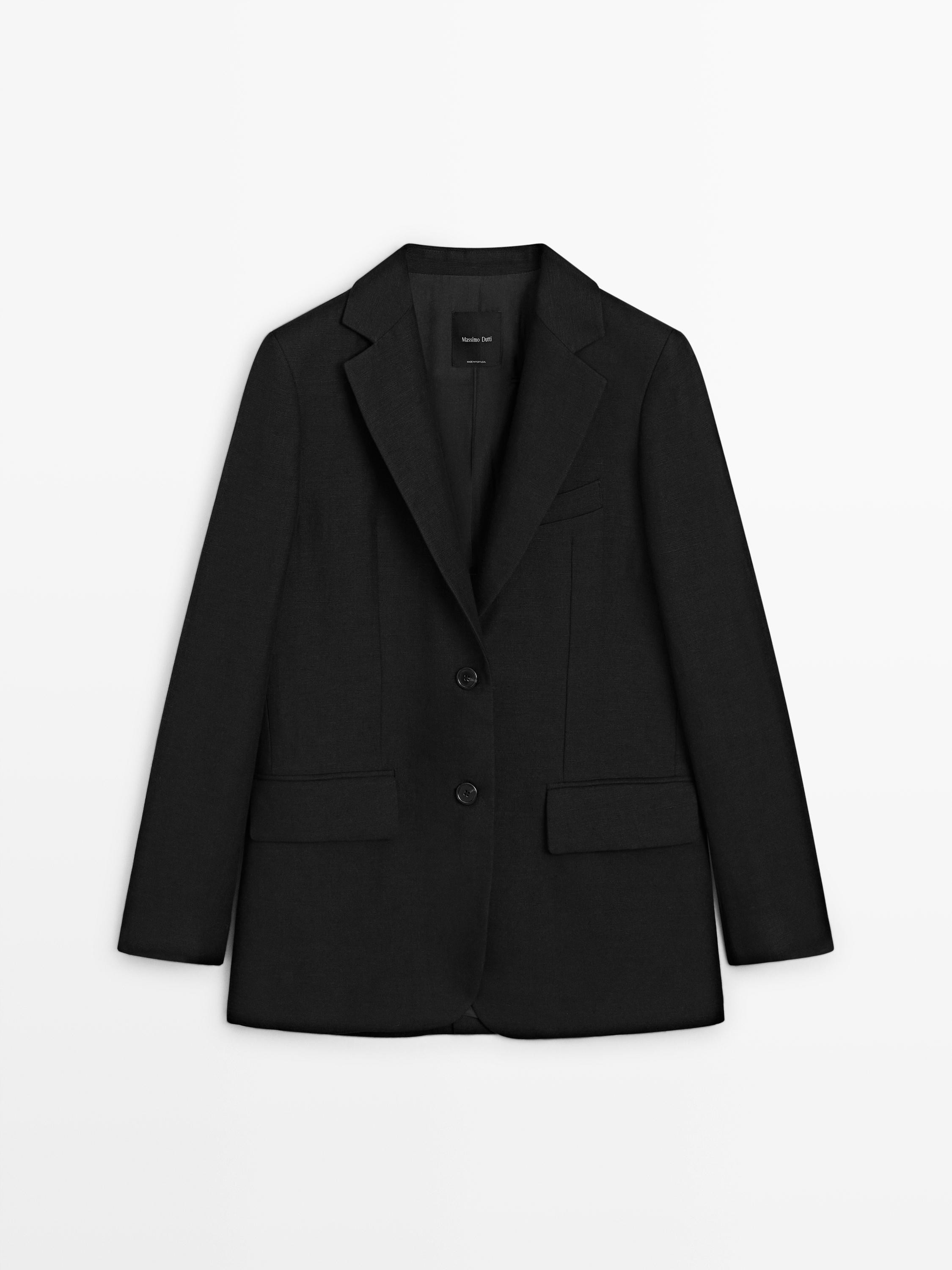 Linen blazer with pockets | Massimo Dutti UK