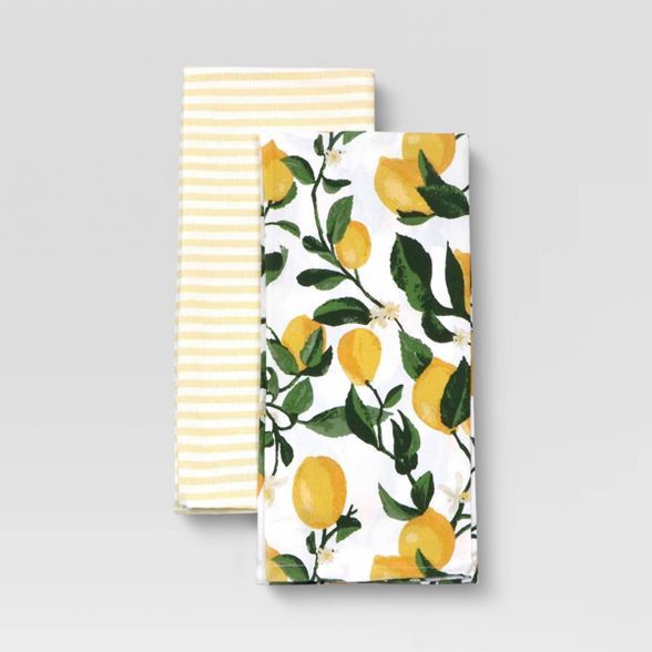 2pk Cotton Printed Kitchen Towels - Threshold™ | Target