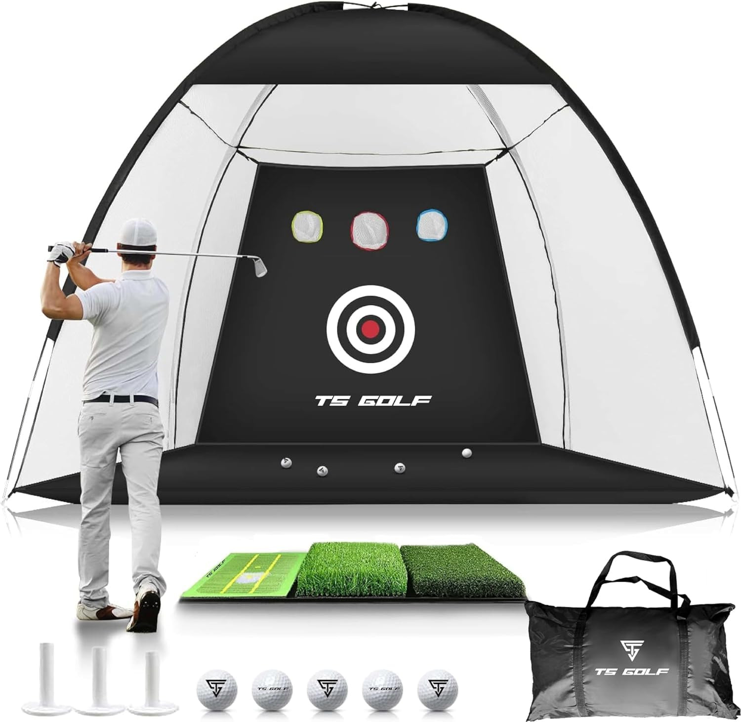 Golf Practice Net - Indoor & outdoor 10x7ft - XL Tri-Turf Golf driving net and Mat, 5 Balls, 3 Ru... | Amazon (UK)